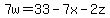7w++=33-7x-2z