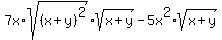 7x%2Asqrt%28%28x%2By%29%5E2%29%2Asqrt%28x%2By%29-5x%5E2%2Asqrt%28x%2By%29