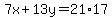 7x%2B13y=21%2A17