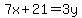 7x%2B21+=+3y