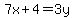 7x%2B4=3y