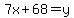 7x%2B68=y+