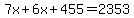 7x%2B6x%2B455=2353
