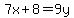 7x%2B8+=+9y+