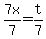 7x%2F7++=++t%2F7+