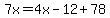 7x=4x-12%2B78