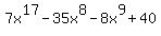 7x%5E17-35x%5E8-8x%5E9%2B40