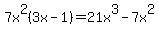 7x%5E2%283x-1%29=21x%5E3-7x%5E2
