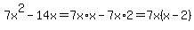 7x%5E2+-+14x+=+7x%2Ax+-+7x+%2A+2++=+7x%28x-2%29+
