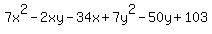 7x%5E2-2xy-34x%2B7y%5E2-50y%2B103