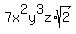 7x%5E2y%5E3z%2Asqrt%282%29
