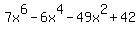 7x%5E6-6x%5E4-49x%5E2%2B42