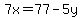 7x+=+77+-+5y