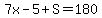 7x-5%2BS=180
