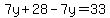 7y%2B28-7y=33