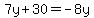 7y%2B30=-8y
