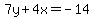 7y%2B4x=-14