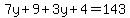 7y%2B9%2B3y%2B4=143