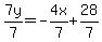 7y%2F7=-4x%2F7%2B28%2F7