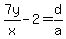 7y%2Fx+-+2+=+d%2Fa