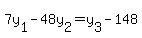 7y%5B1%5D-48y%5B2%5D=y%5B3%5D-148