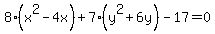 8%28x%5E2-4x%29%2B7%28y%5E2%2B6y%29-17=0