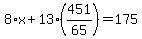 8%2Ax%2B13%28451%2F65%29=175