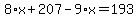 8%2Ax%2B207-9%2Ax=193