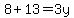 8%2B13=3y