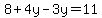 8%2B4y-3y=11+