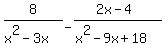 8%2F%28x%5E2-3x%29+-+%282x-4%29%2F%28x%5E2-9x%2B18%29