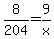 8%2F204+=+9%2Fx