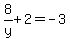 8%2Fy%2B2=-3