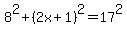 8%5E2%2B%282x%2B1%29%5E2=17%5E2