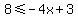 8+%3C=-4x%2B3