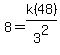 8+=+k%2848%29%2F3%5E2