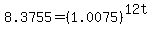 8.3755+=+%281.0075%29%5E%2812t%29