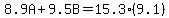 8.9A%2B9.5B=15.3%289.1%29