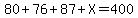 80%2B76%2B87%2BX=400