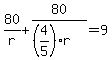 80%2Fr%2B80%2F%28%284%2F5%29r%29=9