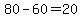 80-60=20
