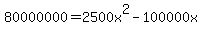 80000000+=+2500x%5E2+-+100000x