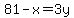 81-x=3y