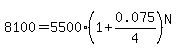 8100=5500%281%2B0.075%2F4%29%5EN