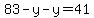 83-y-y=41