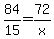 84%2F15+=+72%2Fx+