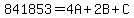 841853=4A%2B2B%2BC