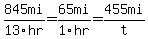 845mi%2F13hr+=+65mi%2F1hr+=+455mi%2Ft