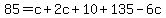 85=c%2B2c%2B10%2B135-6c