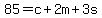 85=c%2B2m%2B3s